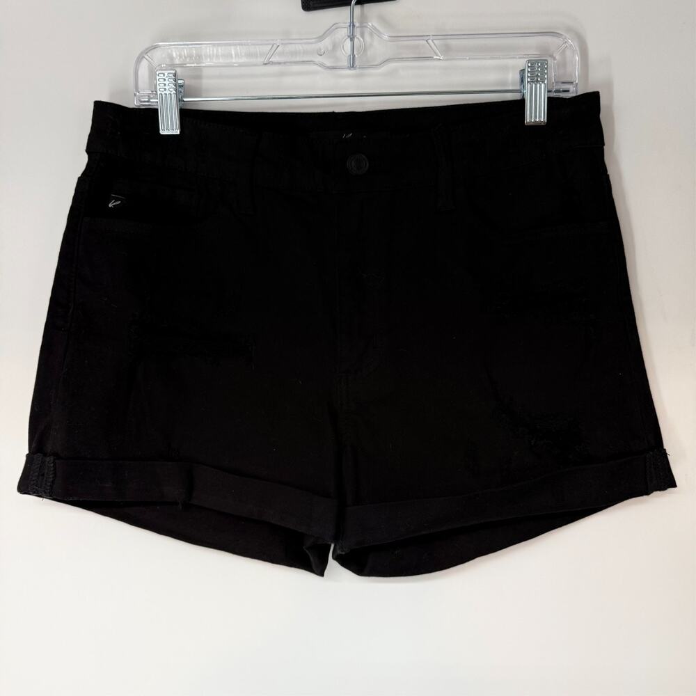 Kancan Denim Shorts Women 29 Black Distressed Cuffed Stretch Y2K Grunge KC7082BK